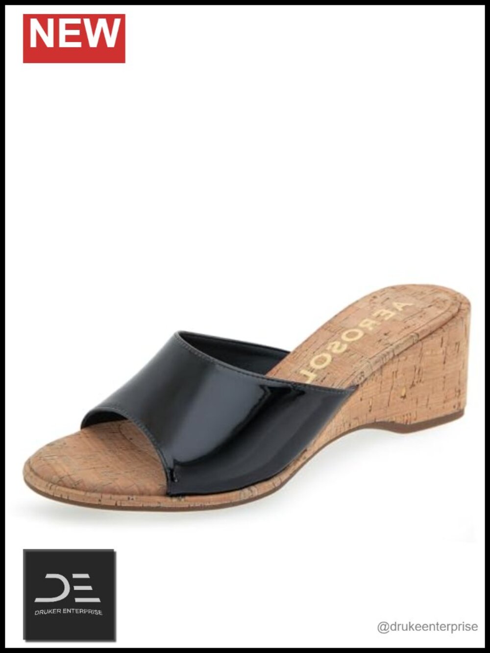 Aerosoles New Year Wedge Sandals Patent PU Ankle Strap Slip On